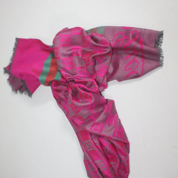 Authentic Gucci Wrap 35% Silk 65% Cashmere Stole Shawl Multicolor Used - Picture 10 of 13